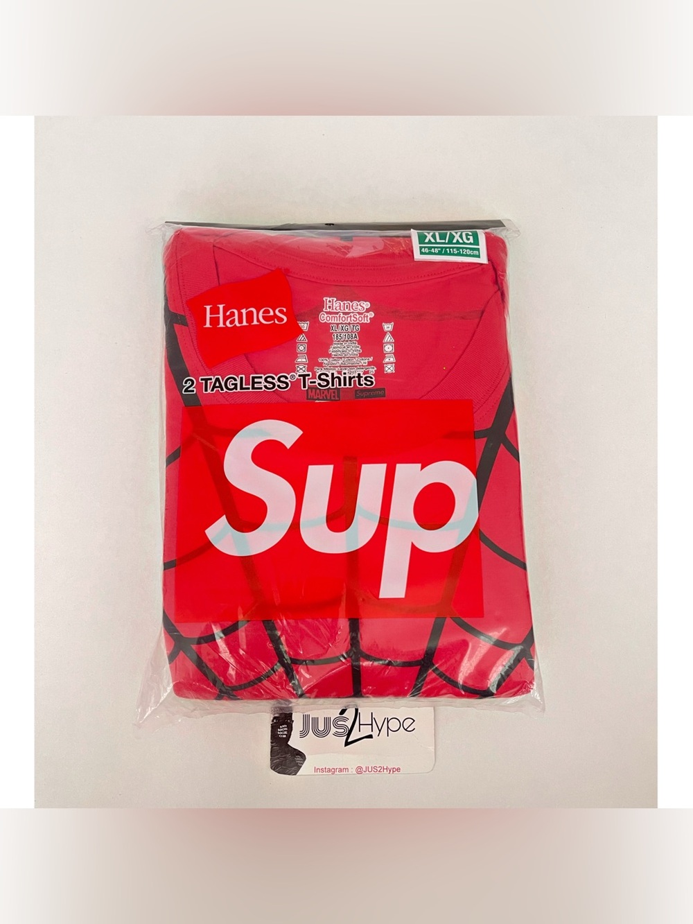Supreme x Hanes Spider Man Tagless Tees Red  Size XL